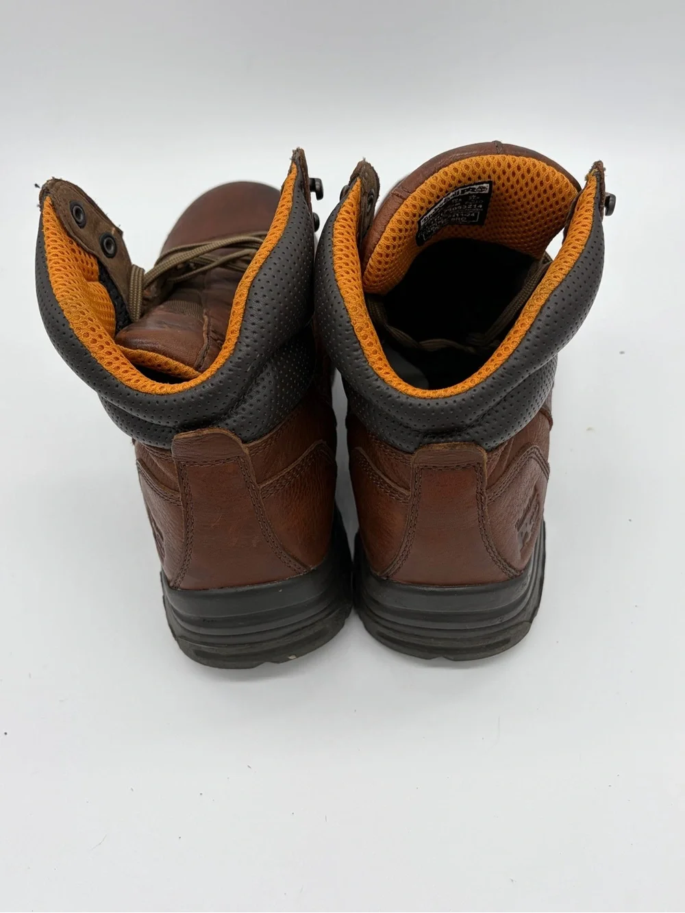 Timberland PRO Brown Leather Work Boots with Orange Lining